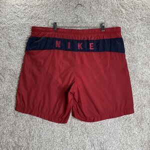 Vintage Nike Spell Out Shorts Men's XL Red Nylon Training Swim‎ Trunks